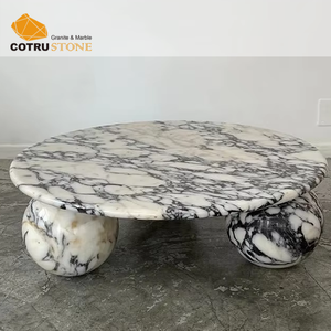 Calacatta Viola <span class=keywords><strong>Table</strong></span> <span class=keywords><strong>basse</strong></span> en marbre <span class=keywords><strong>ronde</strong></span> en pierre naturelle <span class=keywords><strong>Table</strong></span> centrale sphère boule jambe pour la conception de meubles de maison - Product Image 4