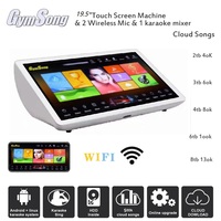 Reproductor de Música Karaoke para Fiestas en Casa Gymson, Pantalla Táctil Portátil de 19.5 Pulgadas, Micrófonos, Disco Duro de 4 TB, Sistema con Canciones en la Nube, 19 Idiomas
