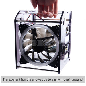 GeeekPi <span class=keywords><strong>Raspberry</strong></span> <span class=keywords><strong>Pi</strong></span> 4B/3B+/3B/ Jetson Nano Rack Tower Caixa de Acrílico de 4 Camadas com Grande Ventilador de Resfriamento e Luz LED RGB - Product Image 2