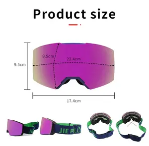 Jiepolly personalizado oem logotipo alça magnética design amostra uv400 óculos de snowboard adulto anti-nevoeiro óculos de esqui