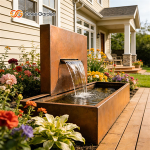 Fontaine d'eau moderne en métal Gnee Garden, cascade, écran, écologique, en acier inoxydable, grande taille, pour la maison, le patio, l'intérieur - Product Image 1