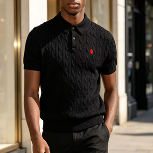 Pull-over Ralf personnalisable avec logo pour <span class=keywords><strong>homme</strong></span>, 100 % coton pur, nouvelle collection printemps-été, anti-boulochage, manches courtes, tricoté, devant Laurla - Product Image 3