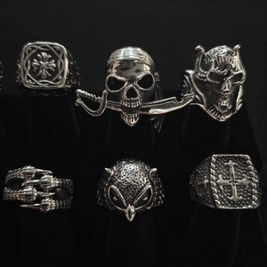 VAF במלאי פאנק נירוסטה גולגולת צלב עלה ינשוף Paw תנין נמר תנין טבעת גודל 7-12 עבור גברים - Product Image 5