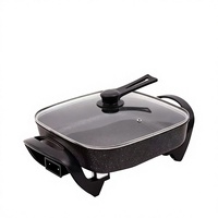 Grille électrique avec commande par bouton, corps en alliage d'aluminium carré, couvercle en verre trempé, 1201, 1500W, 110V, 220V, norme US, EU, UK
