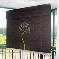 Rideau occultant à enroulement style imprimé sculpté, teint et carbonisé, pour bureau, salon, balcon, style Zen