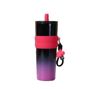 Insulated Straw Tumbler 316 Stainless Steel Portable Water <b>Bottle</b> For Travel Outdoor Use Gradient Colors With Lid And Strap - Product Image 4