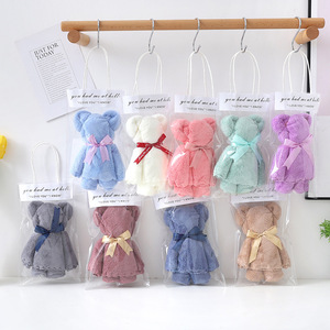 Toallas de coral suaves y absorbentes con forma de oso Jin Ao, en caja de regalo para eventos festivos y bodas. - Product Image 3