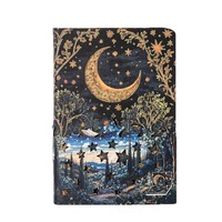 Carnet de notes à couverture rigide Fantasy Moon Bronzing avec page de titre stéréoscopique 3D, intérieur couleur et ceinture décorative, esthétique céleste