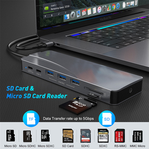 Suitable 4K VGA Gigabit Ethernet <b>Power</b> Delivery Type C USB3.0 Triple Display 14 In1 USB-C Docking Station USB C <b>Hub</b> - Product Image 3
