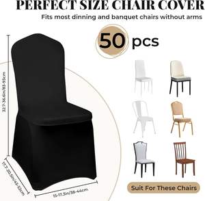 เก้าอี้ยืดผ้าสแปนเด็กซ์สีดำ50ชิ้นผ้าคลุมเก้าอี้อเนกประสงค์สำหรับงานเลี้ยงงานแต่งงานวันหยุด - Product Image 4