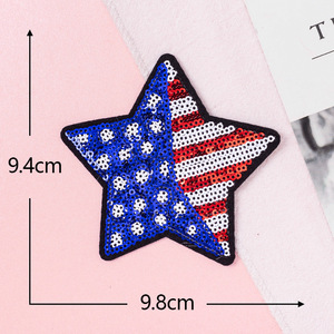 Patch étoile brillant à paillettes, drapeau américain, camouflage, appliqué, broderie pentagramme, badge thermocollant pour veste, jean, sac, accessoires DIY - Product Image 1