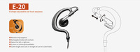 Earphone Headset Kabel G-Shape Soft Ear Hook E-20-LOK Quick Release 2-Way Radio Plug, Tahan Air IPX-5, Driver Dinamis