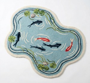 Blue Pond Koi Fish Wool Area <b>Rug</b> with Irregular Hand Tufted Design Nature Inspired Carpet for <b>Nursery</b> Bedroom Kids Room Living - Product Image 6