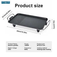Grill électrique en aluminium antiadhésif en PTFE avec contrôle numérique, plaque de cuisson sans fumée pour usage domestique en intérieur