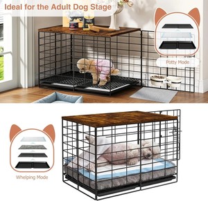 <span class=keywords><strong>Cage</strong></span> <span class=keywords><strong>pour</strong></span> <span class=keywords><strong>chien</strong></span> robuste et moderne avec dessus en bois <span class=keywords><strong>pour</strong></span> petits chiens - Niche écologique intérieure/extérieure - Product Image 4