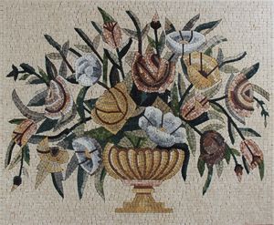 Mosaico di fiori colorati dipinti murali in pietra naturale piastrelle di mosaico in marmo per l'artigianato - Product Image 6