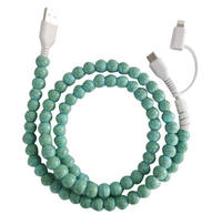 Chargeur personnalisé 2-en-1 en acrylique avec perles blanches pour voitures et ordinateurs, compatible avec les téléphones