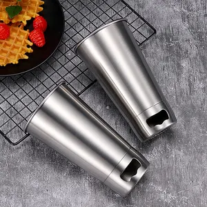 500ML Stainless Steel beer Cups with bottle opener Juice mug Portion Cups Tumbler Pint Metal Kitchen Drinking Mug Bar Supply