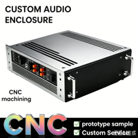 Boîtier audio usiné CNC, argenté, pour système home cinéma, boîtier métallique personnalisé, boîtier électronique en aluminium