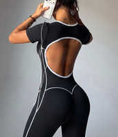 Combinaison une pièce sexy color block sans couture pour femme, avec découpes, effet push-up, pour le sport, la gym, le yoga, personnalisable avec logo