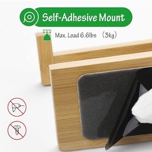 Porte-rouleau <span class=keywords><strong>de</strong></span> <span class=keywords><strong>papier</strong></span> hygiénique mural à perçage gratuit auto-adhésif ou à vis pour salle <span class=keywords><strong>de</strong></span> bain et cuisine Porte-<span class=keywords><strong>papier</strong></span> hygiénique en bambou - Product Image 3