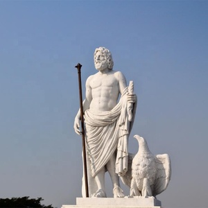 Decoración de paisaje público al aire libre, estatua de mito griego tallada en piedra Natural grande moderna, <span class=keywords><strong>escultura</strong></span> de Poseidón de mármol blanco Trident - Product Image 4