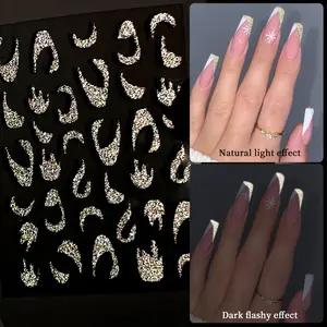 New Design Gold Glitter French Nail Art Stickers Shiny Nail Decals French Nail Decoration 4 Designs