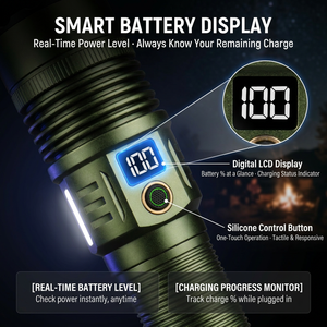 Lampe torche LED WOSEN 15000lm super lumineuse, portée de 1000m, batterie massive de 32000mAh, rechargeable par USB-C, lampe de recherche tactique - Product Image 5