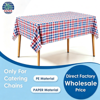 Nappe en plastique à carreaux rouge, bleu et blanc, jetable, rectangulaire, imperméable, durable, vente en gros pour fête à thème patriotique