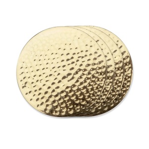 Eco -Friendly Modern <b>Gold</b> Plated Hammered Design Metal Round <b>Coaster</b> Round marble bar <b>coasters</b> - Product Image 1