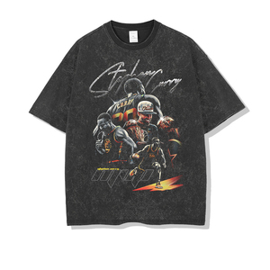 Camisetas personalizadas de algodón con estampado digital DTG, camisa de gran tamaño con hombros caídos, preencogimiento, lavado ácido, <span class=keywords><strong>cantante</strong></span> de hip hop - Product Image 4
