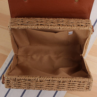 Vente en gros, sac à main d'été pour femmes, sac à main carré en osier tissé avec paille