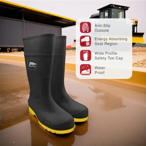 Botas DE SEGURIDAD Wellington de PVC con punta de acero, calzado industrial resistente al agua, Botas de lluvia de goma - Product Image 1