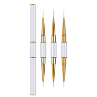 Pinceau liner double-embout de luxe blanc avec manche doré, tube ultra-fin, stylo de dessin pour nail art, logo personnalisé, professionnel pour salon