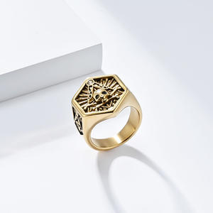 Mode rétro Style gothique crâne en acier inoxydable bijoux tendance 2024 chevalière hommes anneau ordre fraternel accessoires Cool Stuff - Product Image 3