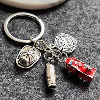 Pompier Extincteur Hache Pendentif Porte-clés Fire Cap Dept Porte-clés Pompier Pompier Porte-clés Accessoires Bijoux Cadeau