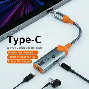 3 in1 סוג c כדי 3.5 מ "מ/כפול usb c ממיר אוזניות עם pd 60w תשלום dac אודיו headphone 15