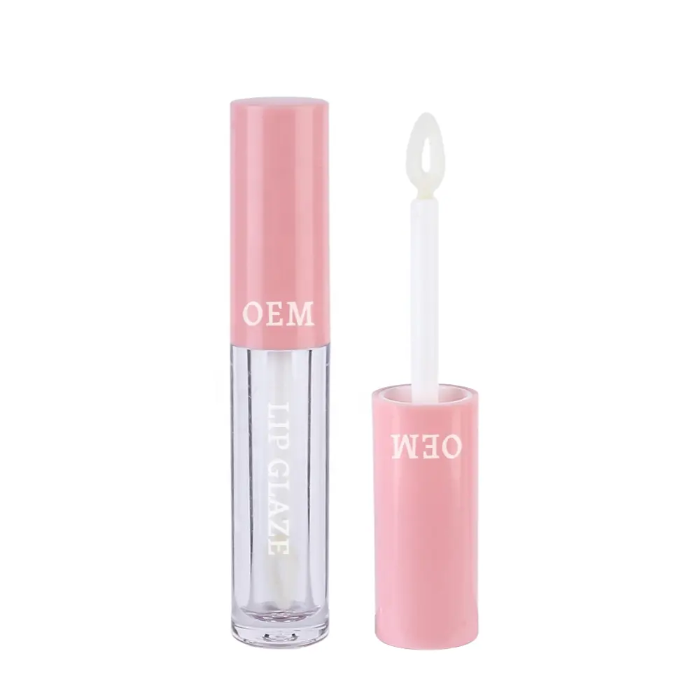 2.5ml pembe boş Lipgloss tüpler ruj şişe aplikatör ile Frost plastik dudak parlatıcısı boru