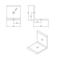 Support d'angle plat d'usinage CNC ROHS 60x60 pour profilé extrudé en aluminium coin et gousset attaches externes #6157