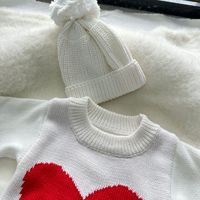 Pasgeboren baby hart jacquard gebreide romper 100% katoen gebreide romper met lange mouwen Valentijn baby fotografie outfit
