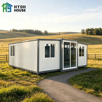 Rumah Prefabrikasi Kontainer Baja Ekspansi Ukuran Khusus 20Ft 40Ft 30Ft, Villa 2-5 Kamar Tidur Mewah Portabel Panel Sandwich
