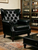 Fauteuil Cigare en Cuir Huilé Style Rétro Américain 1919, Fauteuil Godfather, Canapé Capitonnée Mid-Century Whiskey pour Salon