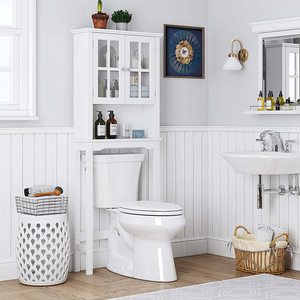 Meuble <span class=keywords><strong>de</strong></span> <span class=keywords><strong>Rangement</strong></span> Au-Dessus des Toilettes avec Deux Portes Persiennes, Étagère <span class=keywords><strong>de</strong></span> <span class=keywords><strong>Salle</strong></span> <span class=keywords><strong>de</strong></span> <span class=keywords><strong>Bain</strong></span> - Product Image 3
