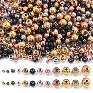 Cuentas espaciadoras redondas |   Cuentas de Bola Lisas de Acero Inoxidable con Baño de Oro PVD de 18K para la Fabricación de Joyería, Pulseras y Collares - Product Image 5