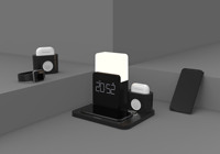 Nieuwe Ontwerp Wekker Met Luidspreker Oortelefoon Mobiele Lader Telefoon Houder Nachtlampje Met Multifunctionele Draadloze Oplader