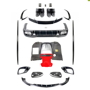 Kit de carrocería GT63 de fibra de carbono seco <span class=keywords><strong>Mercedes</strong></span> <span class=keywords><strong>GT</strong></span> clase X290 estilo B labio delantero difusor trasero cubierta de luz antiniebla escape-capó de parachoques de carbono - Product Image 1