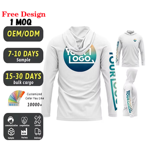 Camiseta de pesca con capucha UV de manga larga ligera para exteriores para hombre de rendimiento Anti-Uv personalizada, ropa de pesca, camisa con capucha de pesca - Product Image 1