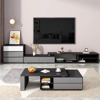 Meuble d'appoint gris de luxe, table basse en bois, ensemble de meubles pour salon, meuble TV sur pied