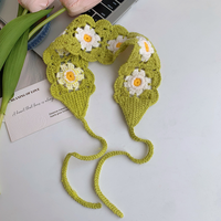 Ikat Rambut Bunga Modis Aksesori Lucu Wanita Ikat Rambut Rajut Bunga Crochet Harian 16*5Cm Aksesori Hiasan Rambut