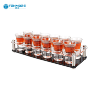 Plateau de service en acrylique pour verres à shot, 6/12 trous, avec verres à shot de 30 ml pour pub, club, fête